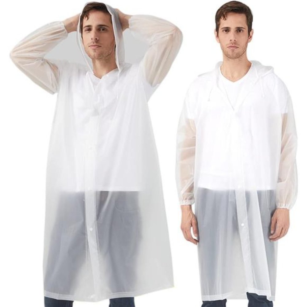 AIDEGER EVA Rain Ponchos for Adults/Kids, 2 Pack Reusable Raincoats with Hoods a